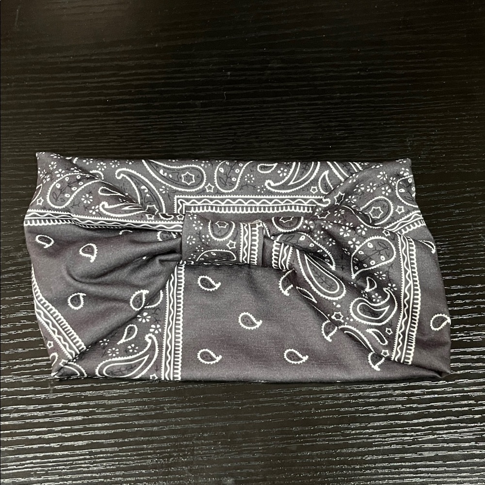 Black Paisley Knot Headband New